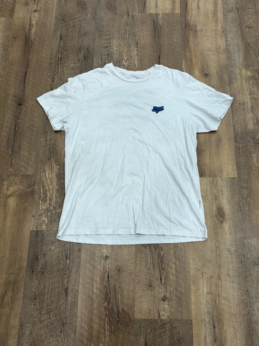 White Men's Fox Crew Neck T-Shirt with Small Chest Logo